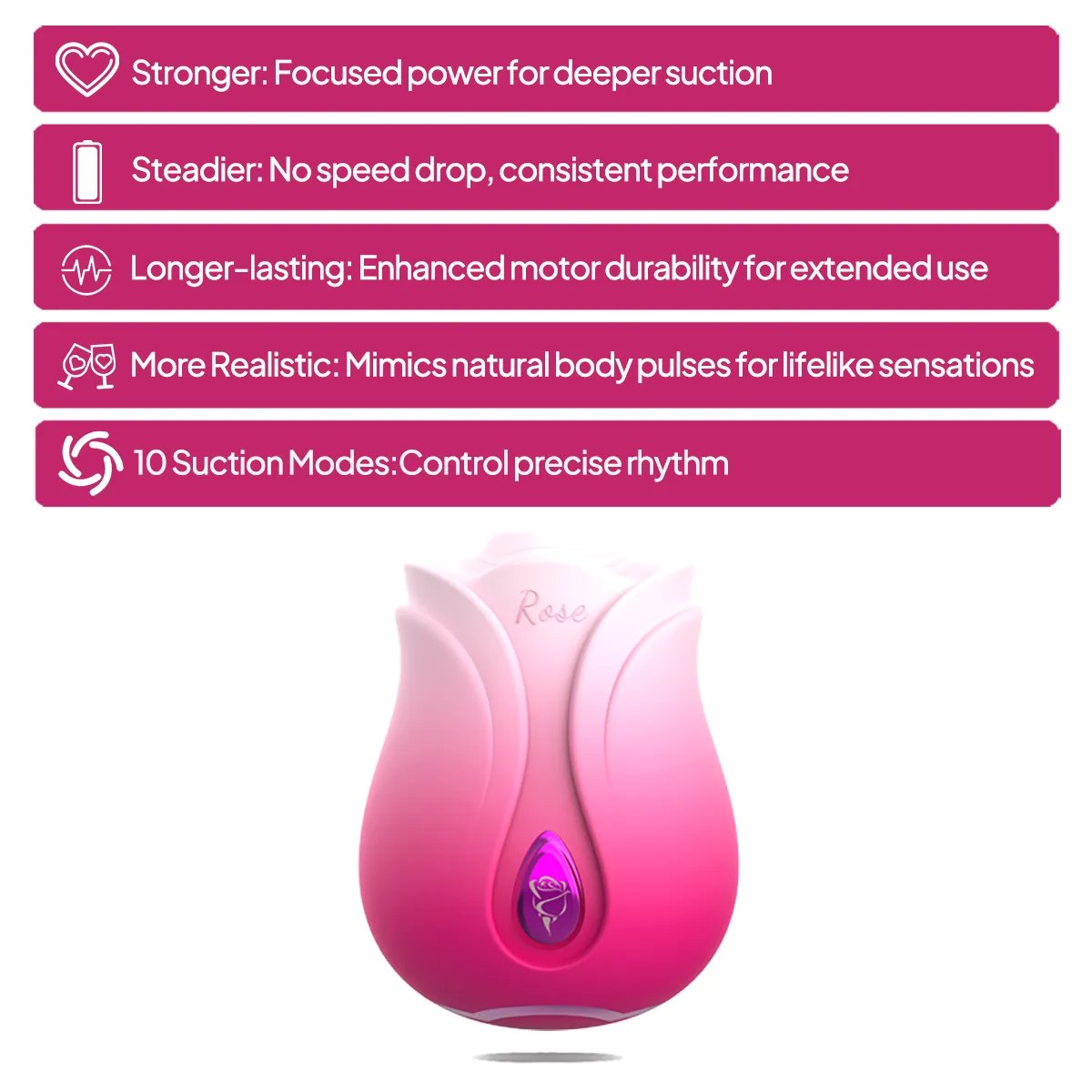 Aiersha Bloom Masajeador de Pulso Vibrador Rosa – Motor Lineal