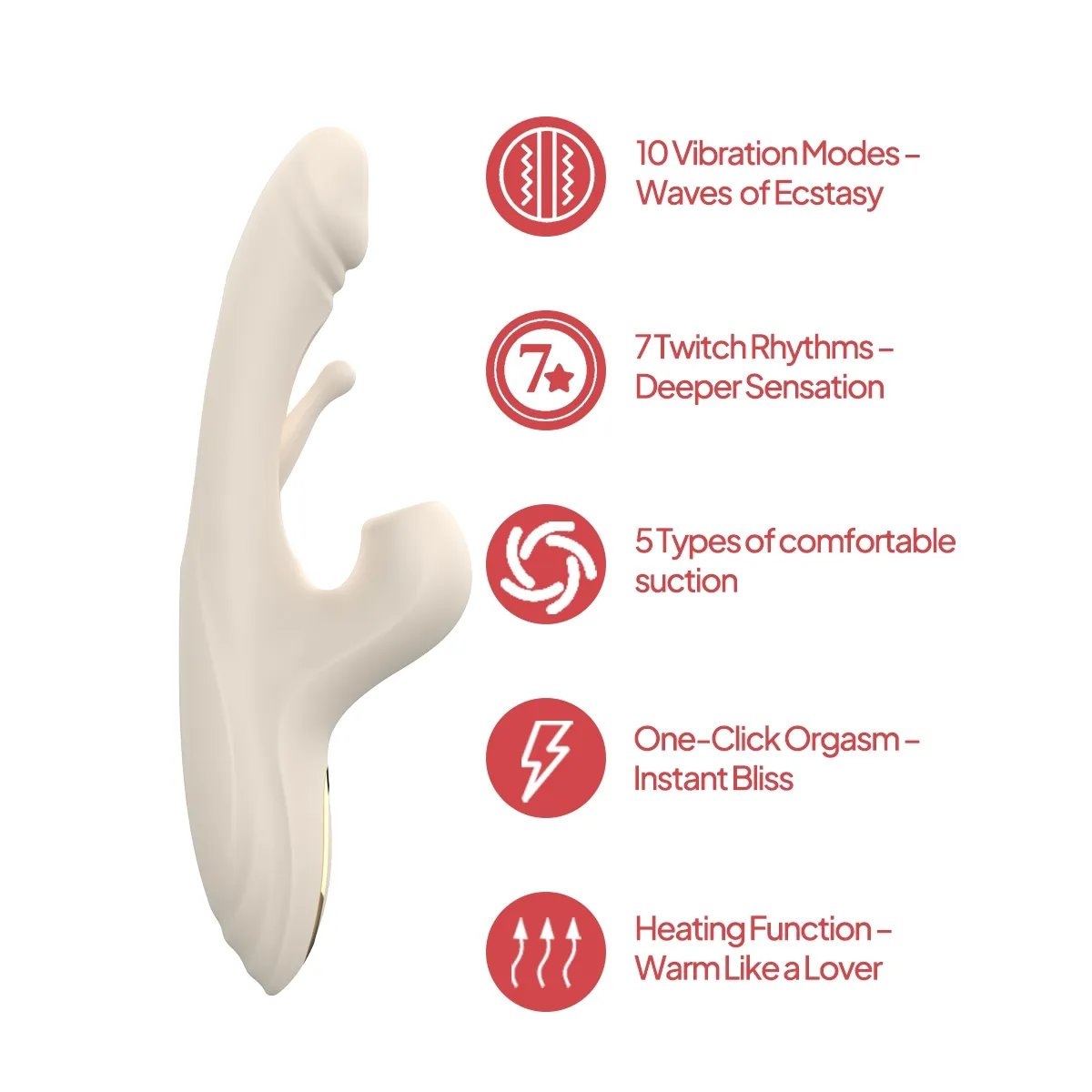 Aiersha Lunara Trio Vibrator – Triple-Action Vibration, Twitch & Suction