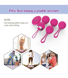 Aiersha Bolas de Amor rosa – Set de Kegel de 3 Piezas con Control Remoto Vibrante de 10 Modos