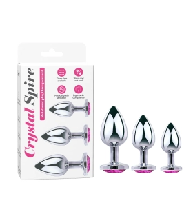 Aiersha Cristal Spire Rojo Rosa: Set Anal de Aleación de Zinc 3 Piezas