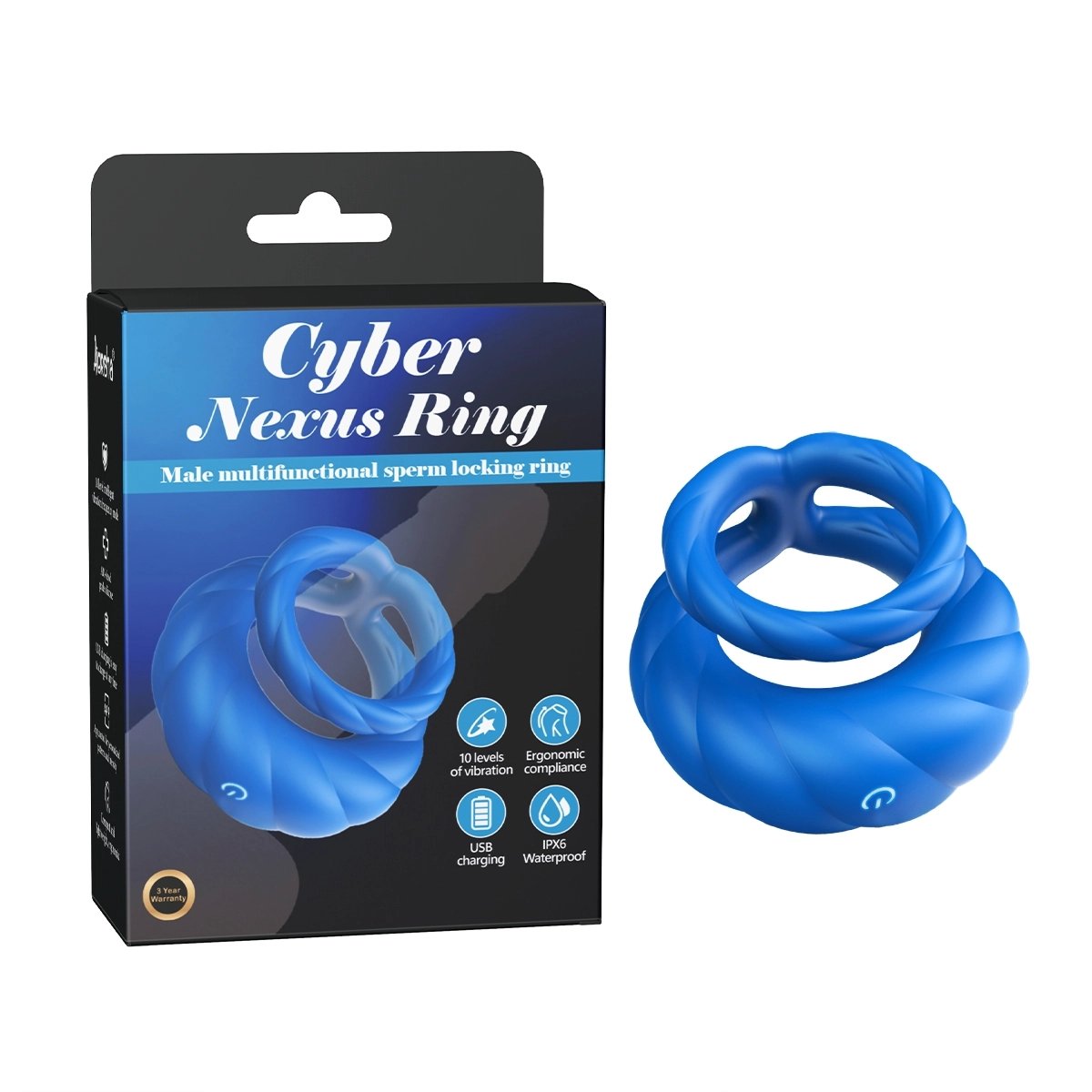 Aiersha Cyber Nexus Ring Blau – Multifunktionaler Spermaveriegelungsring