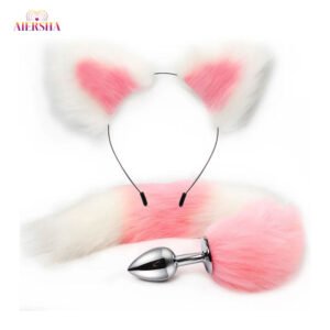 Cat Tail Anal Plug with Hairpin Bdsm Toy