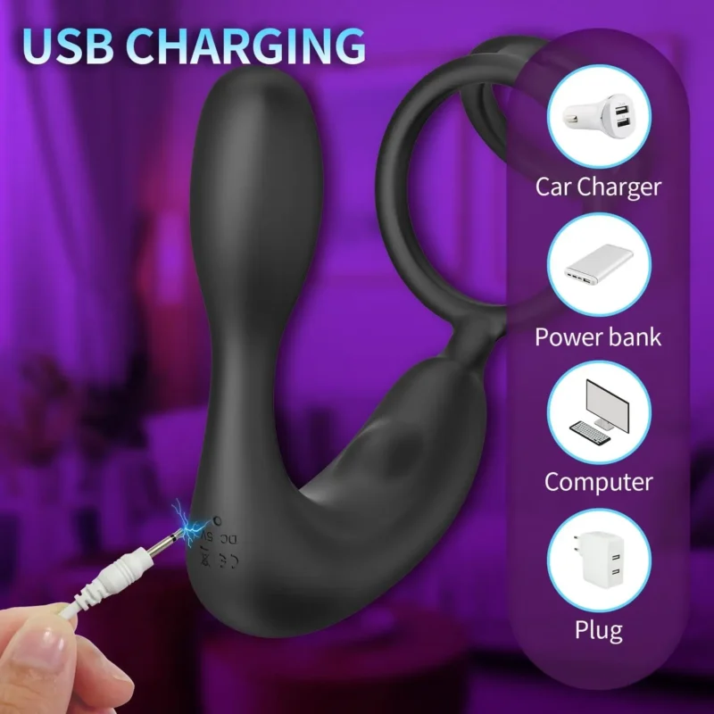 Anal Vibrator with Cock Ring Vibrating Anal Plug - Image 4