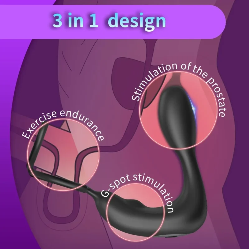 Anal Vibrator with Cock Ring Vibrating Anal Plug - Image 2
