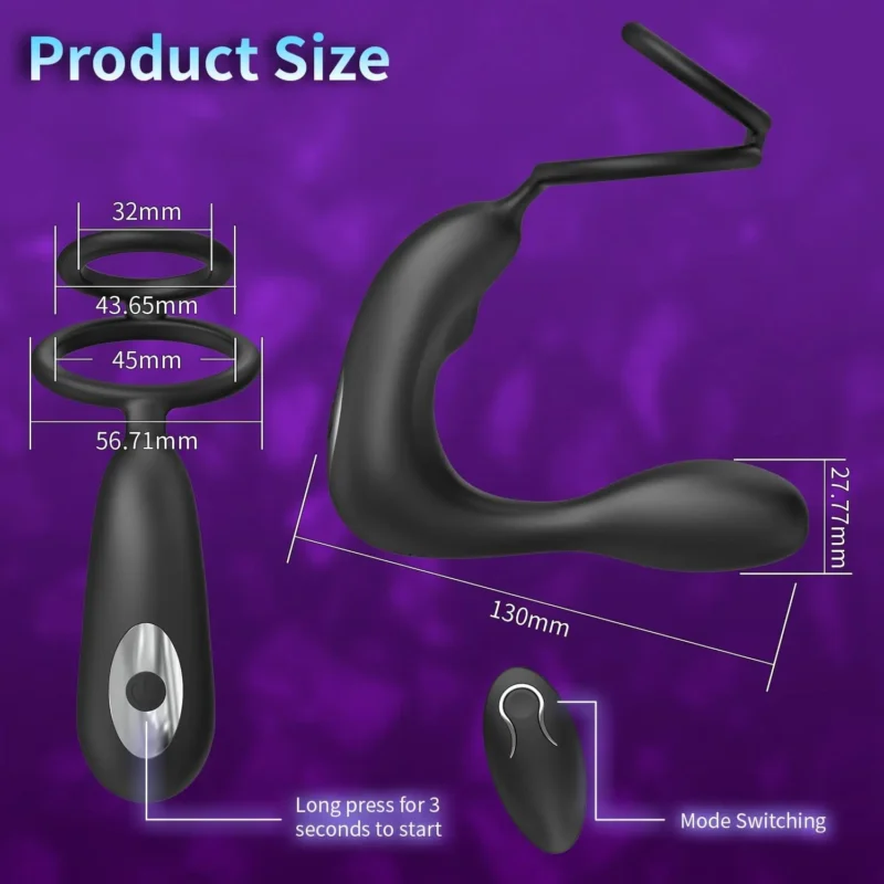 Anal Vibrator with Cock Ring Vibrating Anal Plug - Image 6