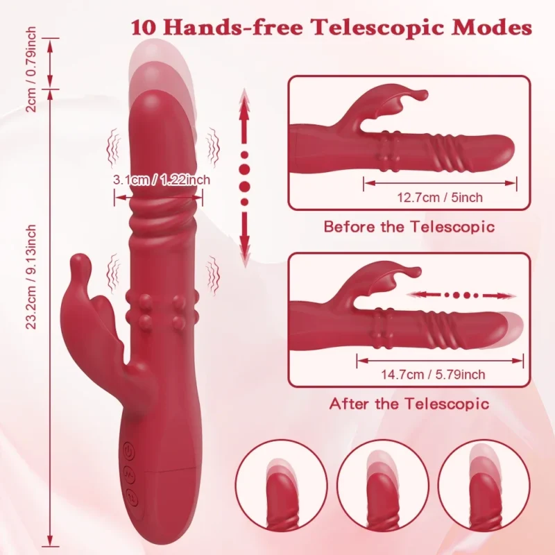 Rabbit Sex Toys Telescopic Vibrator for Women Powerful G Spot Rotating Clitoris Vagina Stimulator Female Masturbator - Image 4