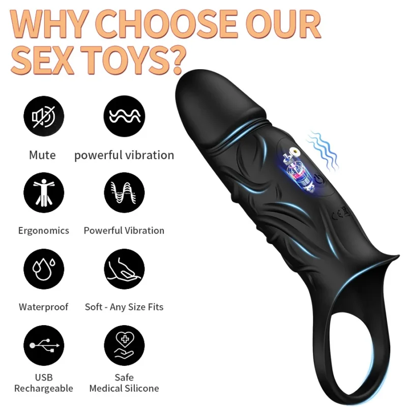 Vibrating Penis Sleeve Cock Ring - Image 3